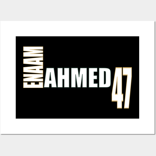 Enaam Ahmed '23 white text Wall Art by SteamboatJoe